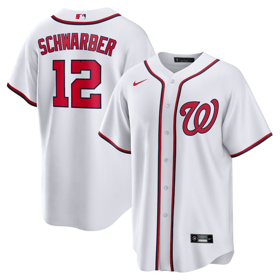 Mens Washington Nationals #12 Kyle Schwarber Nike White Home Replica Player MLB Jerseys